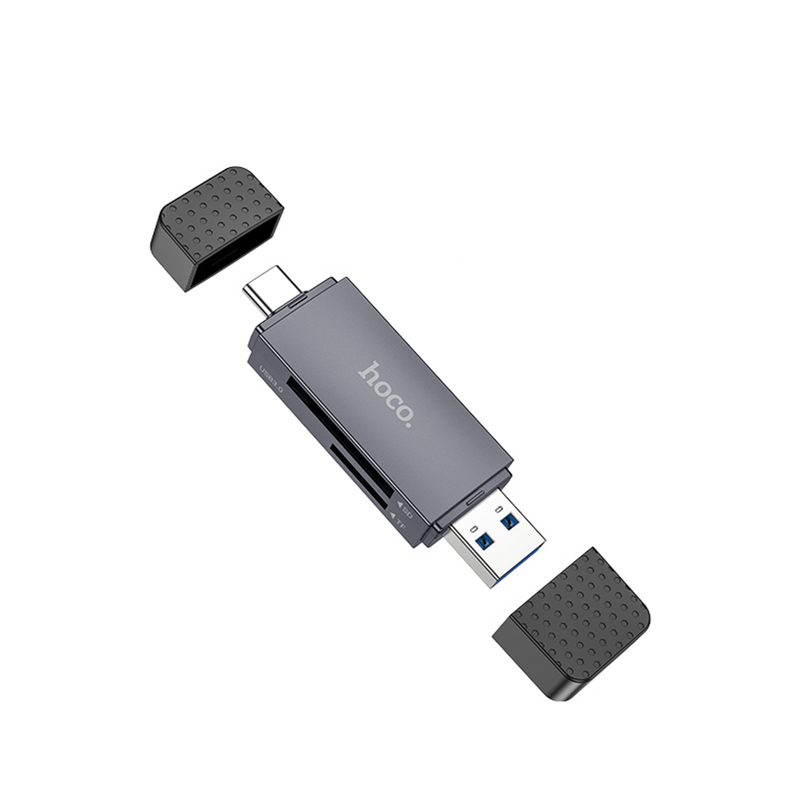 USB 2.0 Memory Card Reader with USB-A / USB-C Dual Plug (HB45)