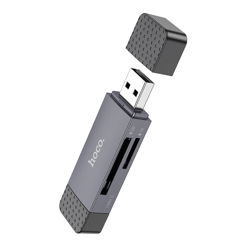 USB 2.0 Memory Card Reader with USB-A / USB-C Dual Plug (HB45)