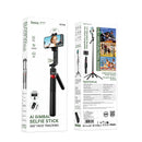 Automatic Face Tracking Selfie Stick with 1.8m Quadpod, Camera Mount, 360' Rotation, Gimbal Stablizer, AI Hand Gesture Recognition, AI Smart Follow Up (DYY04)