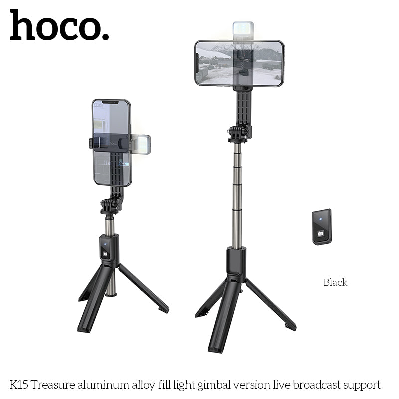 Premium Selfie Stick w/ Camera Mount, Tripod, LED Light (K15)