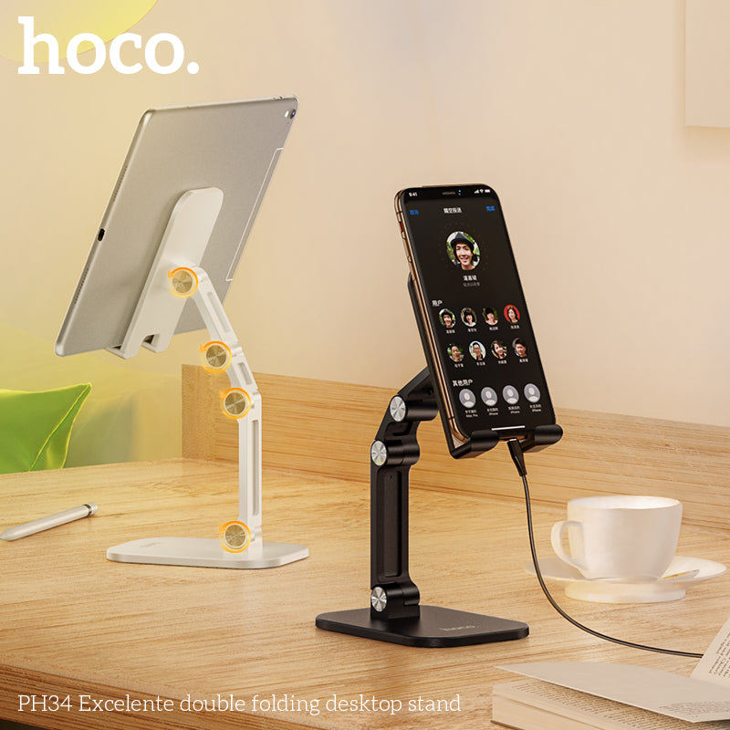 Portable & Adjustable Desktop Stand for Phone & Tablet w/ Multi Hinge (PH34)