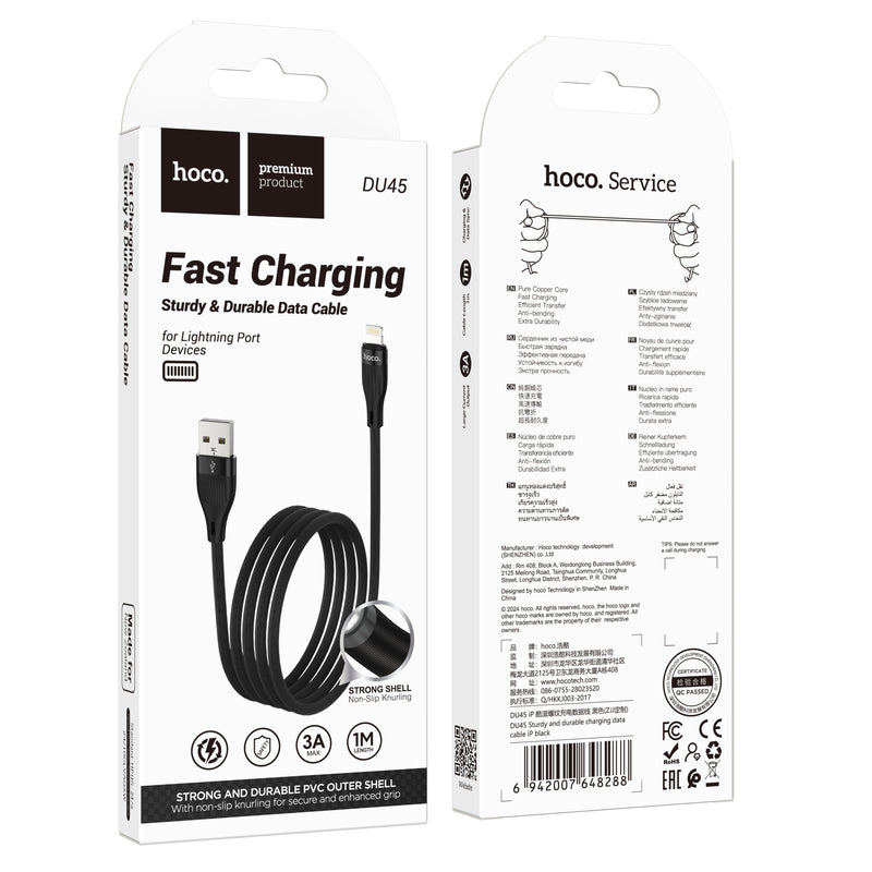 Fast Charging Sturdy & Durable Data Cable w/ Strong Shell, Non Slip Knurling (DU45)