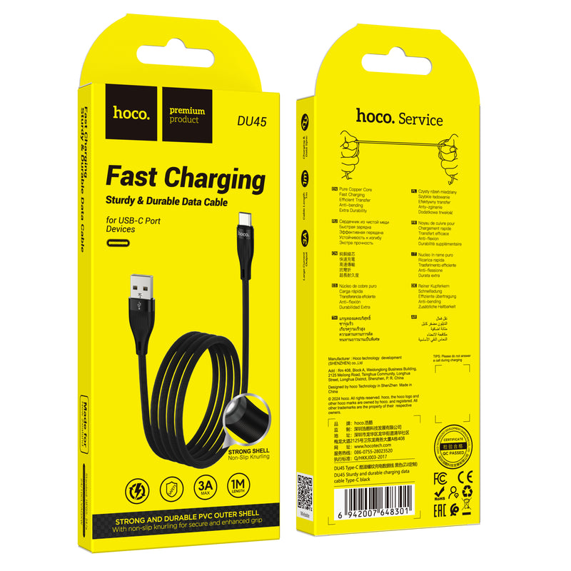 Fast Charging Sturdy & Durable Data Cable w/ Strong Shell, Non Slip Knurling (DU45)