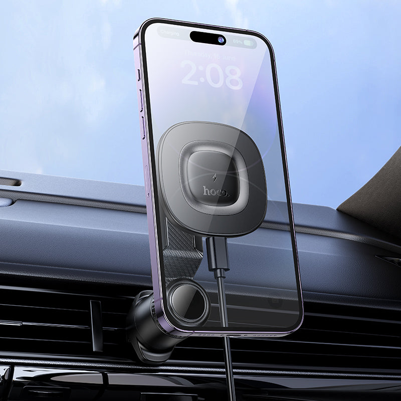 15W Magnetic Wireless Charging Phone Holder for Air Vent w/ Hook Locking (HW30)