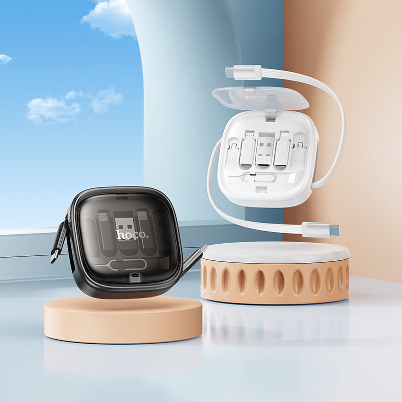 6-in-1 Retractable PD 60W Fast Charging Cable Kit with Phone Stand (U140)