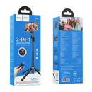 Premium 2 in 1 Selfie Stick w/ 1.37m QuadPod, Camera Mount, V4.2Remote, PTZ Support (K21)