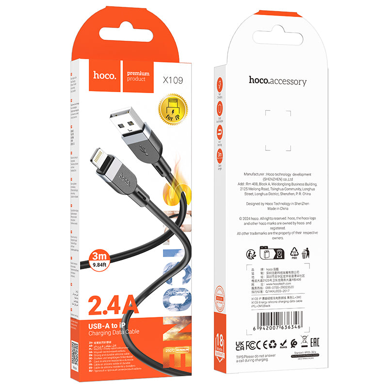 Soft Silicon Fast Charging Cable - Lightning (X109) 2 & 3 Meter