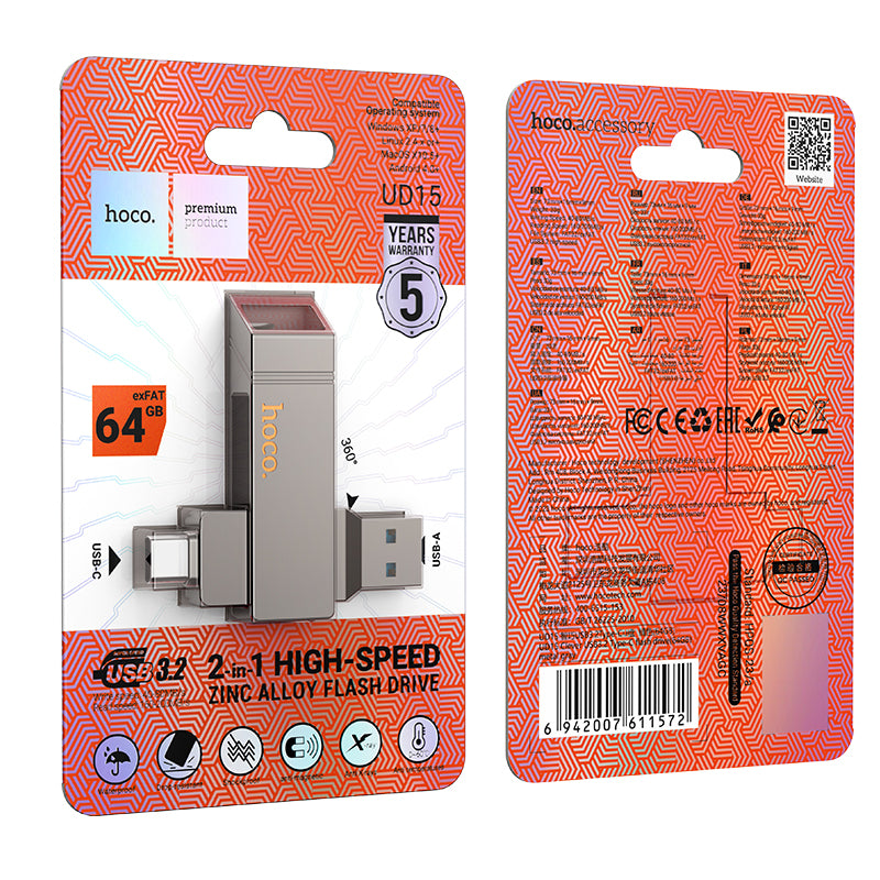 2 in 1 USB-A & USB-C High Speed Flash Drive (UD15)