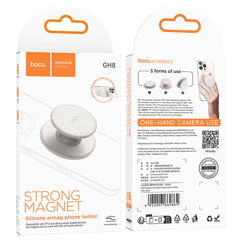 Magnetic Pop-Up Phone Grip & Stand (GH8) - MagSafe Compatible & Universal