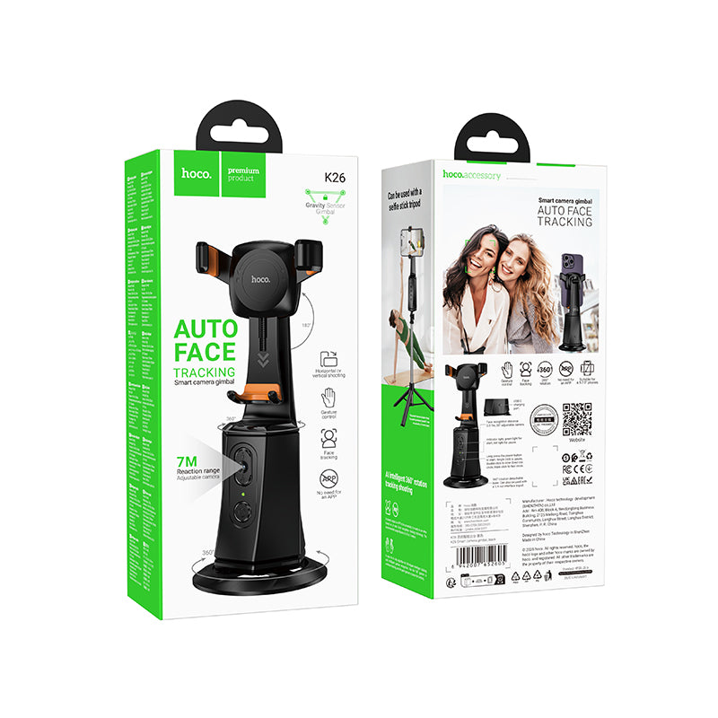 Automatic Face Tracking Selfie Dock with 360' Rotation, 7M Reaction Range, AI Hand Gesture Recognition, AI Smart Follow Up (K26)