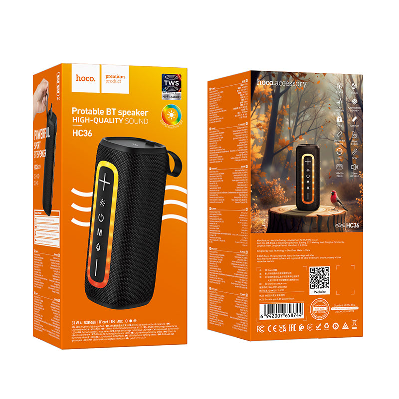 10W Bluetooth Speaker with LED Light, FM/MicroSD/USB/Aux Inputs (HC36)