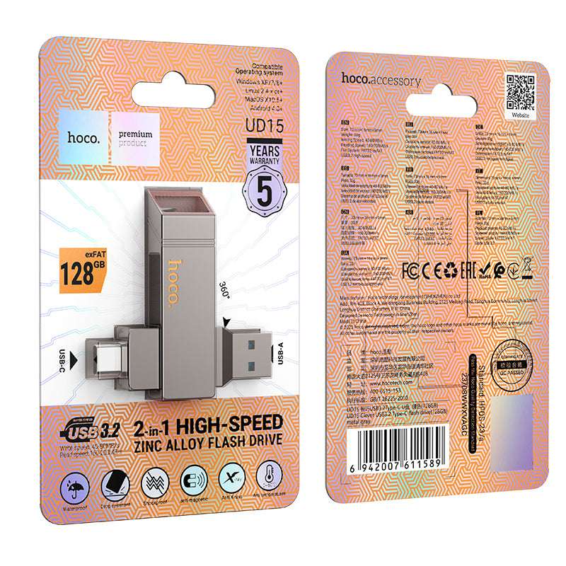 2 in 1 USB-A & USB-C High Speed Flash Drive (UD15)