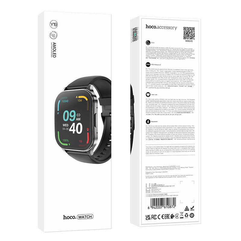 Smart Sports Watch w/ Call Feature, AMOLED, 7~10 Days Battery Life (Y19)