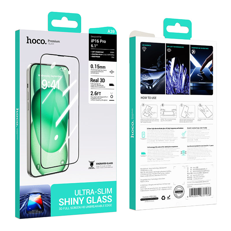 Premium Ultra Slim Glass Screen Protector w/ 3D Coverage, Enhanced Smooth Coating (A39)