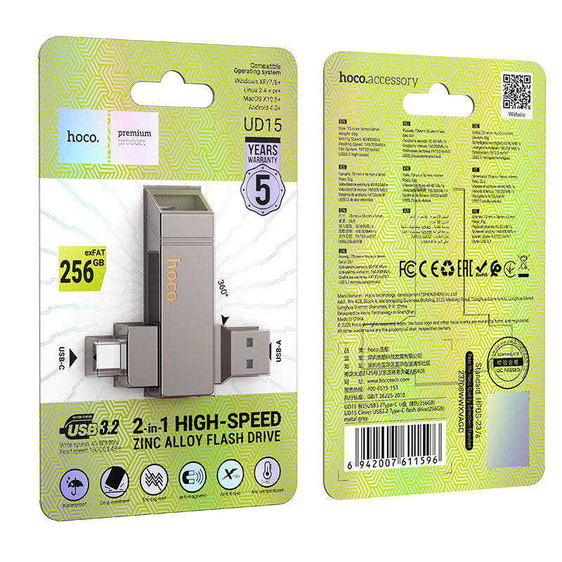 2 in 1 USB-A & USB-C High Speed Flash Drive (UD15)