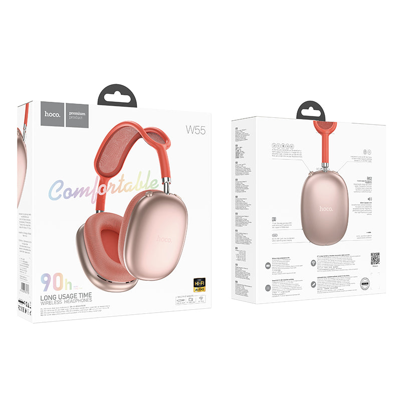 Premium Bluetooth Headset w/ 90 Hours, Colorful Design (W55)