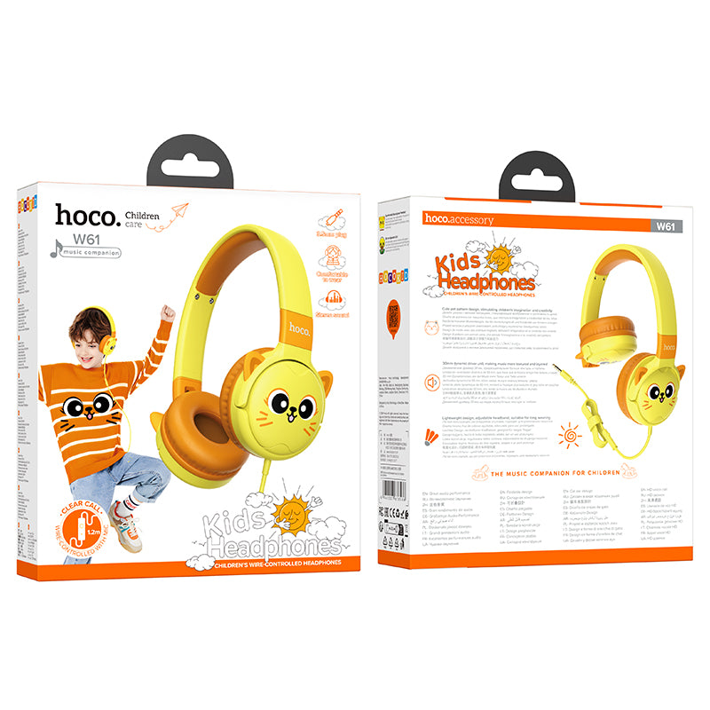 Kids Wired Headset with Microphone, Safe Volume-Limited (W61)