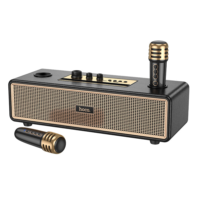 25W Classic Stylish Bluetooth Speaker w/ 2 Wireless Microphone, Phone Holder (BS63)