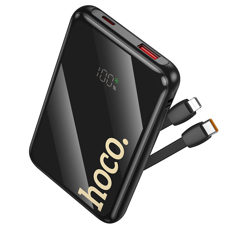 22.5W PD+QC Power Bank w/ 2 Built-in Cables, LED % Display (10000mAh) (Q37)
