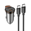 45W Dual USB C Super Fast Car Charger w/ Mini Size, C to C Cable Included (NZ16B)