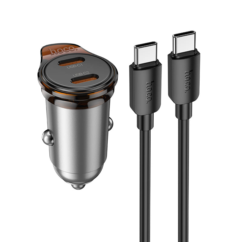 45W Dual USB C Super Fast Car Charger w/ Mini Size, C to C Cable Included (NZ16B)