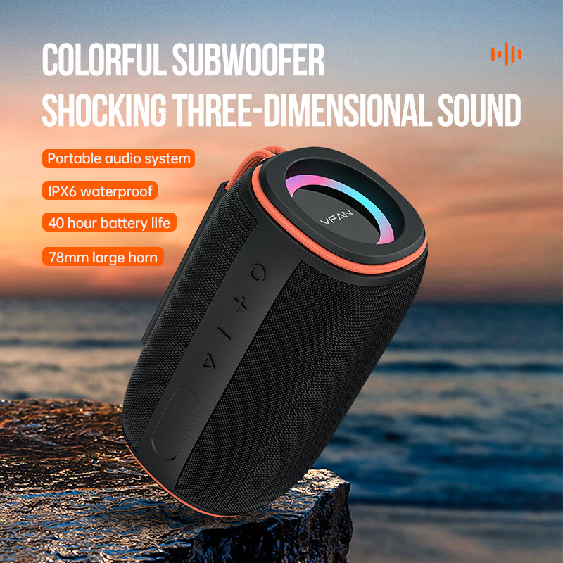 15W Bluetooth Speaker w/ LED Ring Light, IPX6 Waterproof (BS07)