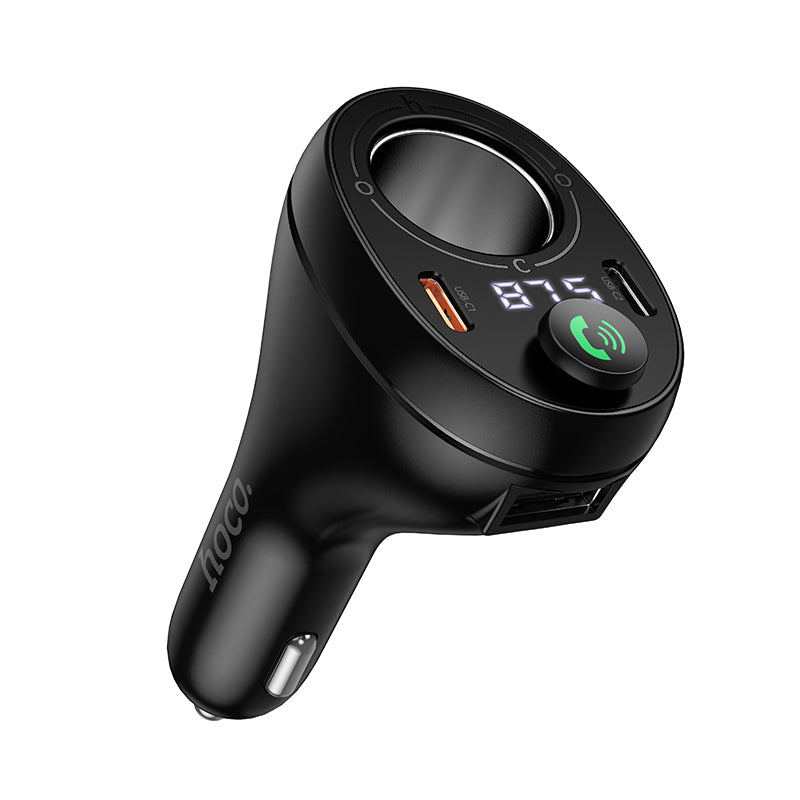 120W FM Car Kit with PD+QC, Cigarette Lighter Hub, LED Display (E88)