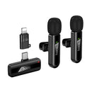 Dual Wireless Digital Microphone w/ USB-C Connector + Lightning Adaptor, DSP Noise Cancellation (L20A)