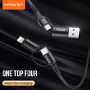 60W 4 in 1 Fast Charge USB Cable w/ Nylon Braided Wire (X19)