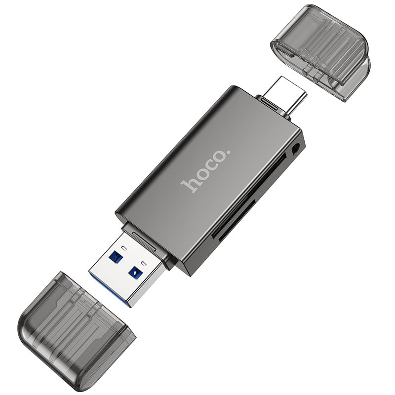 High Speed Memory Card Reader with USB-A / USB-C Dual Plug (HB39)