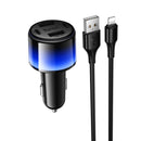 24W 4-Ports Fast Car Charger with 2x USB-C, 2x USB-A, LED Ambient Light (Z69)