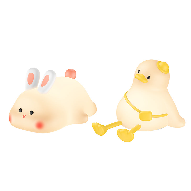 Cute Silicone Tap Control Night Light for Kids - Duck & Rabbit Designs (HX16)