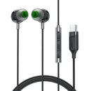 In-Ear Style USB-C Earphone Universal w/ Digital Microchip, Nylon Wire (L5) Black