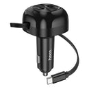 60W 3 Outputs PD+QC Super Fast Car Charger w/ Retractable Type C Cable (NZ15)
