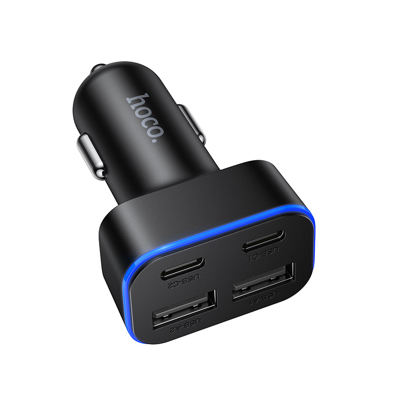 15W 4-Ports Car Charger with 2x USB-A, 2x USB-C Outputs (Z63)