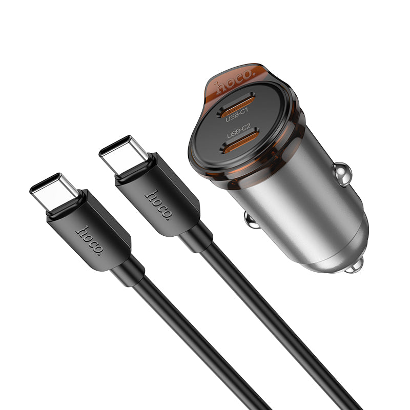 45W Dual USB C Super Fast Car Charger w/ Mini Size, C to C Cable Included (NZ16B)