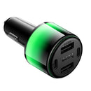 24W 4-Ports Fast Car Charger with 2x USB-C, 2x USB-A, LED Ambient Light (Z69)