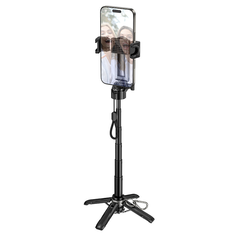 Mini Size Bluetooth Selfie Stick w/ 39cm Height Quadpod, V5.2 Remote, Secure Strap & Buckle (K27)