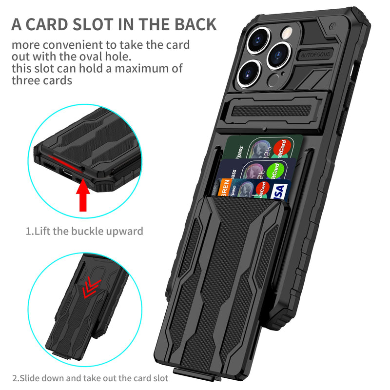 Mecha Soldier Multi Function Armor Case w/ Card Holder, Kick Stand - iPhone 15 Plus