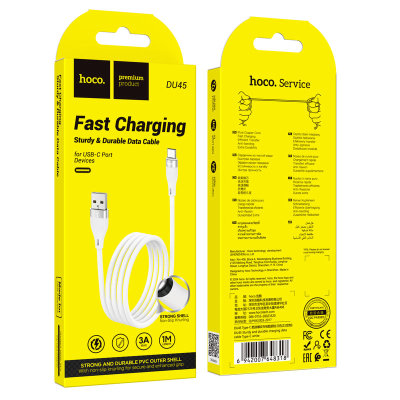 Fast Charging Sturdy & Durable Data Cable w/ Strong Shell, Non Slip Knurling (DU45)