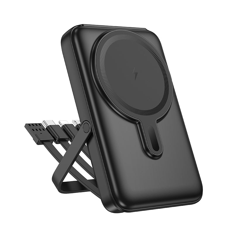 Magnetic 22.5W PD+QC Wireless Charging Power Bank w/ 4 Built-in Cables, Kick Stand (10000mAh) (J135)