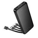 2A Power Bank with Charging Indicator, 2 Inputs, 5 Outputs, 4 Built-in Cables (10000mAh) (J163)