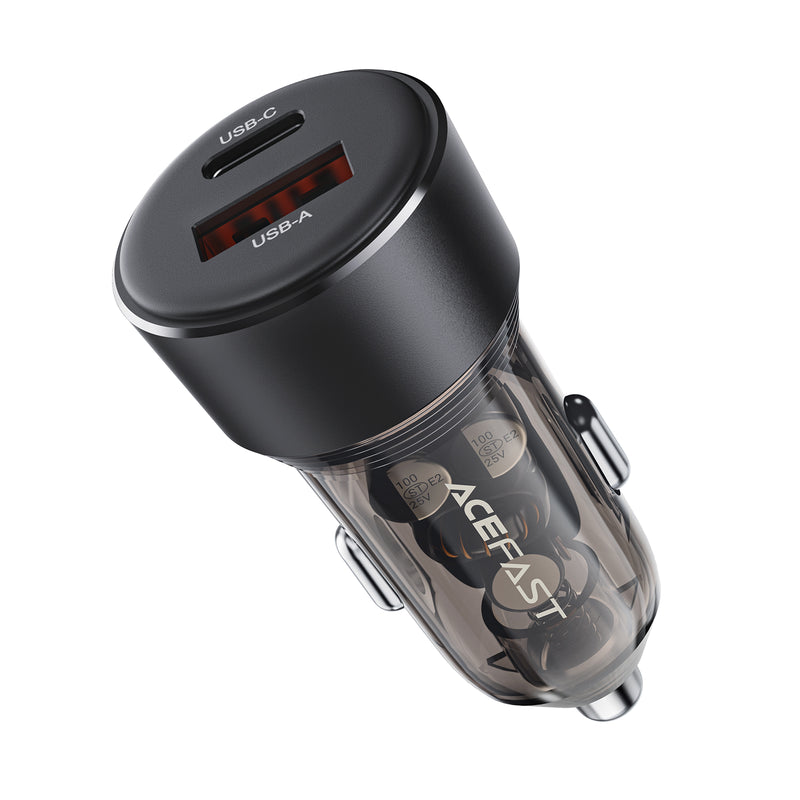 60W PD+QC Super Fast Car Charger w/ Metallic & Transparent Body (B12)