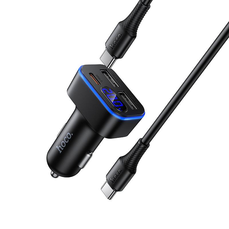 42W PD+QC 3-Ports Car Charger with 2x USB-A, 1x USB-C Outputs, LED Power Display (Z63A CC) Includes 60W C to C Cable