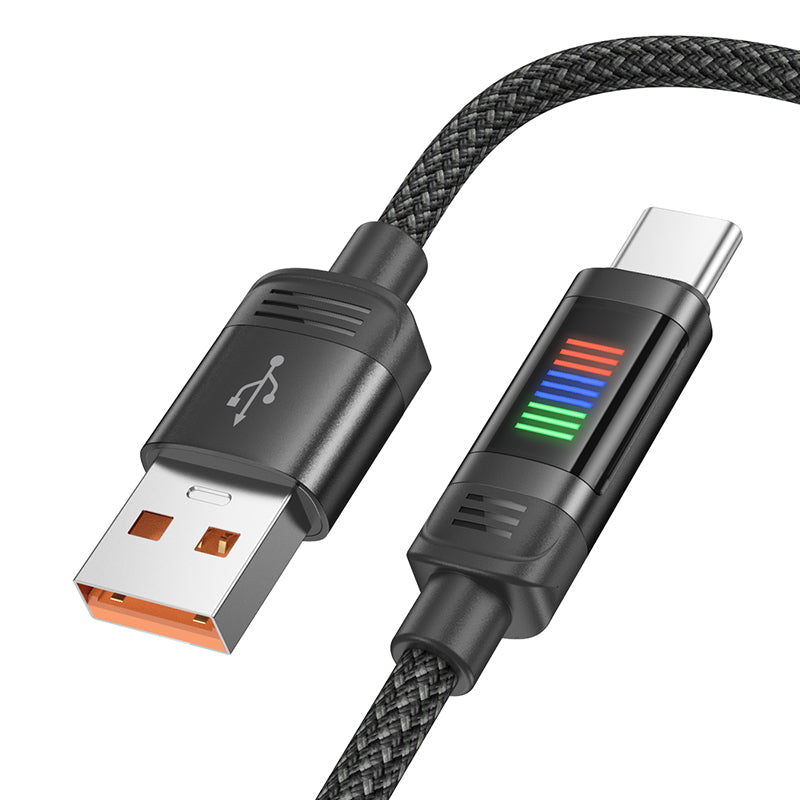 5A Nylon Braided Metallic USB Cable w/ Dynamic LED  - Type C (U126)