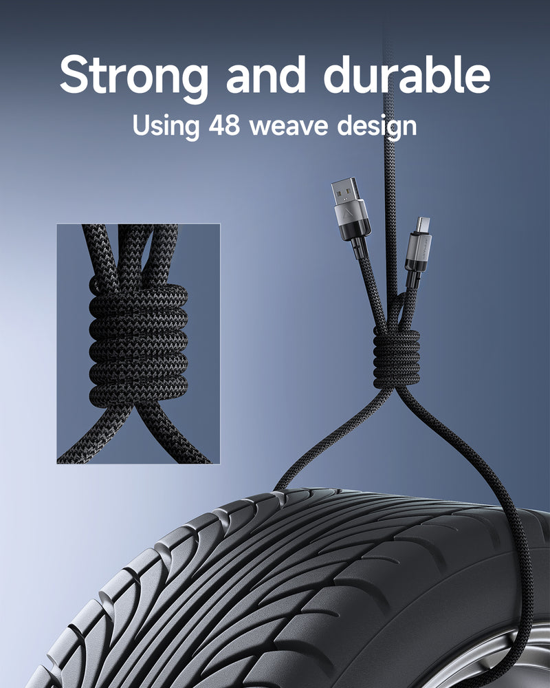 3A Super Durable Nylon Braided Metallic Cable (C9-04) Type C