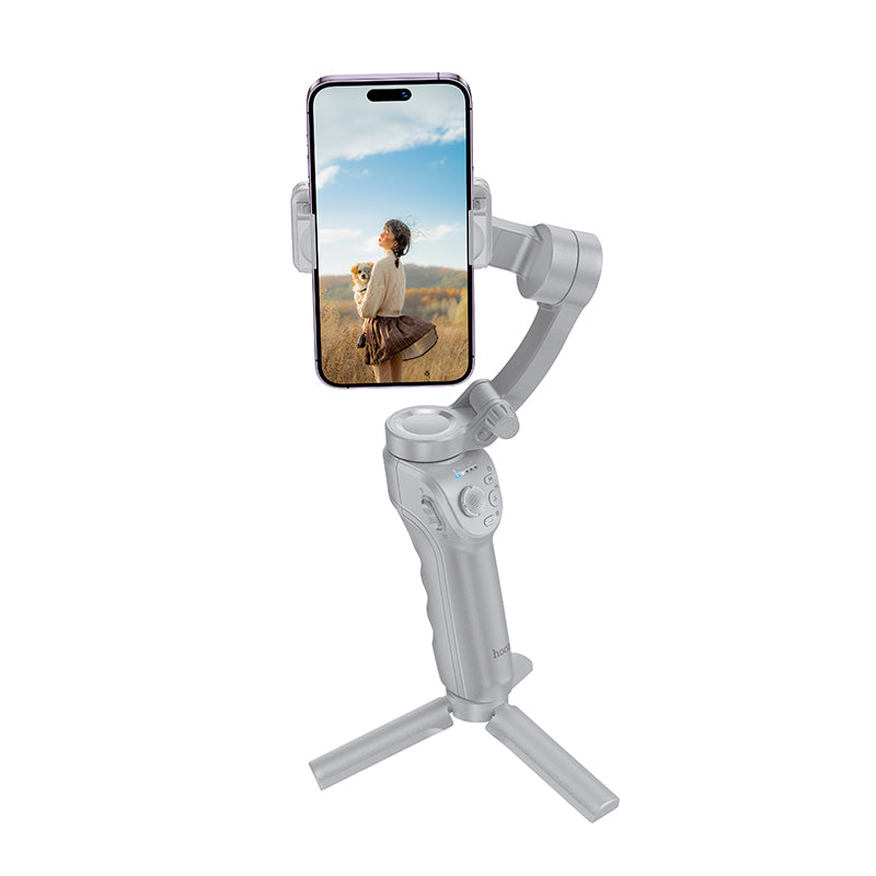 Automatic Face Tracking 3 Axis Smart Gimbal with LED Fill Light, Built in Mini Tripod, V5.2 Remote (K24)