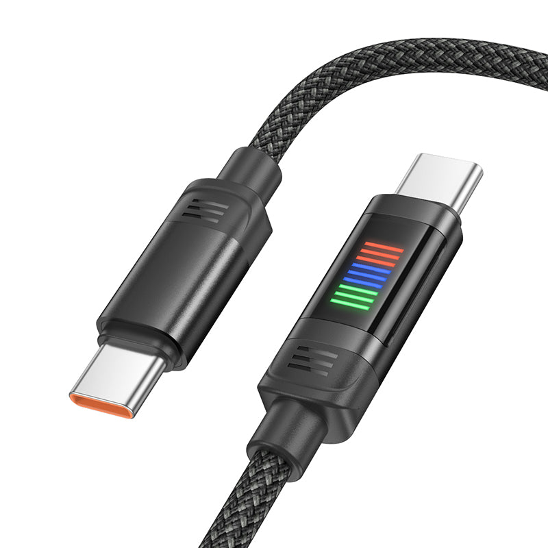 100W PD Nylon Braided Metallic USB Cable w/ Dynamic LED  - USB C to USB C (U126)