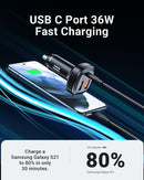 66W 3-Port Super Fast Car Charger w/ 2 x USB-A + UAB-C, Zinc Alloy Body (B9)