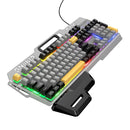 Ergonomic Wired Gaming Keyboard with RGB Rainbow Light, 6-Key Anti-Ghosting, Integrated Wrist Rest (GM702)
